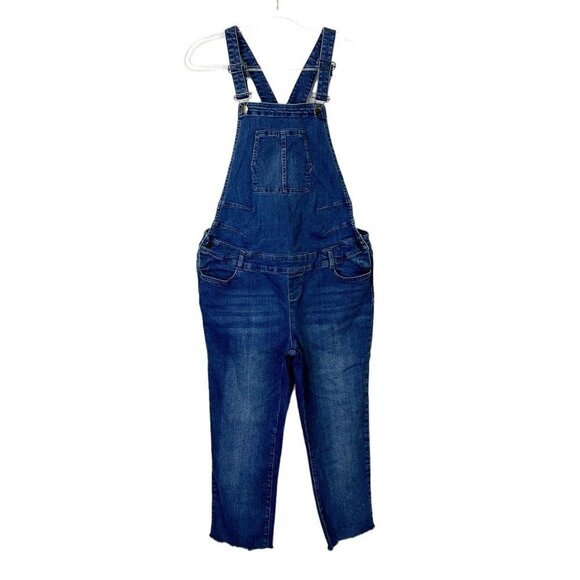 Seraphine Maternity Denim Overalls Womens Size 8 Straight Crop - Picture 1 of 10